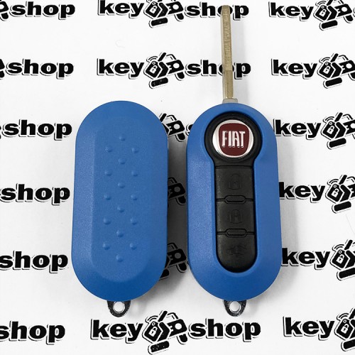 Корпус выкидного ключа для Fiat (Фиат) 3 - кнопки (голубой) с лезвием SIP22