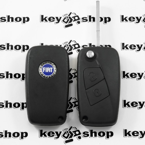   Корпус выкидного ключа для FIAT Bravo, Doblo, Dukato, Scudo, Fiorino (Фиат Браво, Добло, Дукато, Скудо, Фиорино) 2 - кнопки, с лезвием SIP22, крепление батареи сбоку