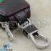 Ключница карманная (кожаная, черная, под карбон, на молнии, с карабином, с кольцом), логотип Fiat (Фиат)