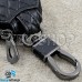 Ключница карманная (кожаная, черная, с тиснением, на молнии, с карабином, с кольцом), логотип Fiat (Фиат)