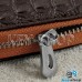 Ключница карманная (кожаная, коричневая, с тиснением, на молнии, с карабином, с кольцом), логотип Fiat (Фиат)