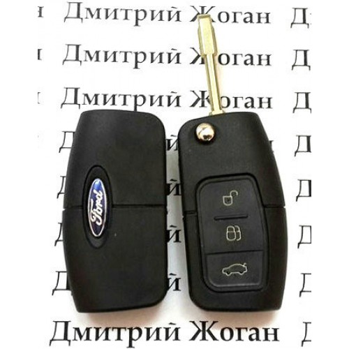 Выкидной ключ для FORD (Форд) заготовка, 3 - кнопки, Чип 4D63, 433 MHz. Лезвие FO21