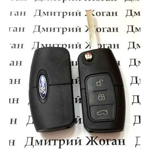 Корпус выкидного ключ для FORD (Форд) Fiesta, Focus, 3 - кнопки, лезвие HU101