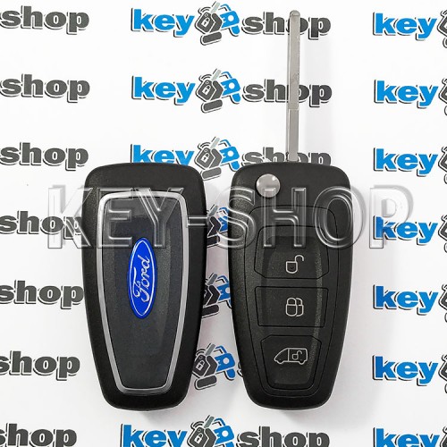   Выкидной ключ FORD Transit Custom 2012+ (Форд Транзит Кастом) Ford Transit MK8 2014-2016 (Форд Транзит МК8) 3 кнопки, ASK ID63, 80bit chip, 433.92MHz