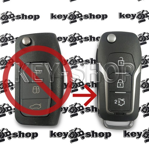  Корпус выкидного ключа FORD (Форд) 3 кнопки, лезвие HU100 (под переделку)