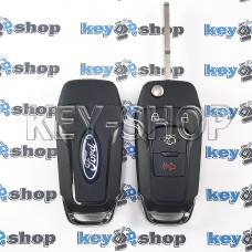    Корпус выкидного авто ключа для Ford Fusion (Форд Фьюжн) 3 + 1 кнопки, лезвие HU101(с логотипом)