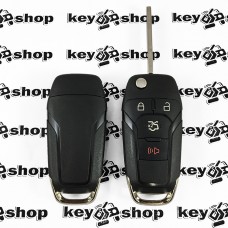     Корпус выкидного авто ключа для Ford Fusion (Форд Фьюжн) 3+1 кнопки, лезвие HU101