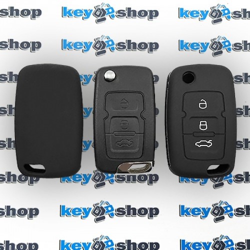 Чехол (черный, силиконовый) для выкидного ключа Geely Emgrand (Джили Эмгранд) 3 кнопки