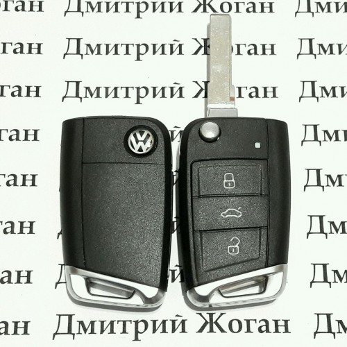          Корпус выкидного ключа Volkswagen (Фольксваген) - 3 кнопки, лезвие HU66( с металлической вставкой снизу)