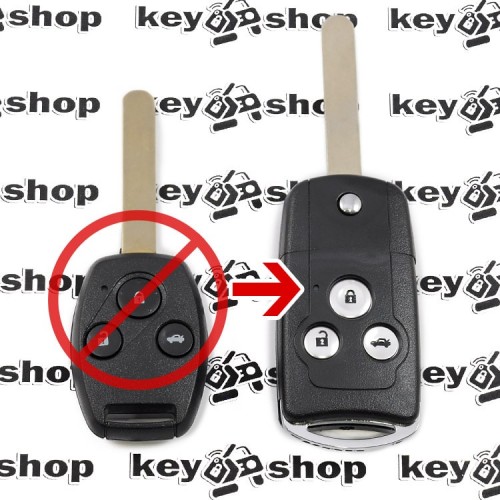 Корпус выкидного ключа Honda (Хонда) под переделку, 3 кнопки, лезвие HON66