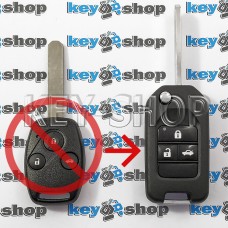   Корпус выкидного ключа Honda (Хонда) под переделку, 3 кнопки, лезвие HON66 (тип2)