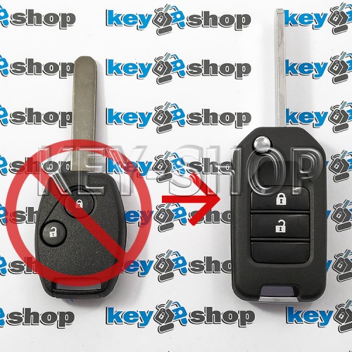  Корпус выкидного ключа Honda (Хонда) под переделку, 2 кнопки, лезвие HON66 (тип2)