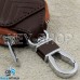 Ключница карманная (кожаная, коричневая, с тиснением, на молнии, с карабином, с кольцом), логотип авто Honda (Хонда)