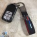 Кожаный замшевый (черный) брелок для авто ключей с логотипом Honda (Хонда) и хромированным карабином