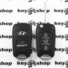 Корпус выкидного ключа HYUNDAI (Хундай) - 3 кнопки, средняя Hold (пластиковые кнопки)