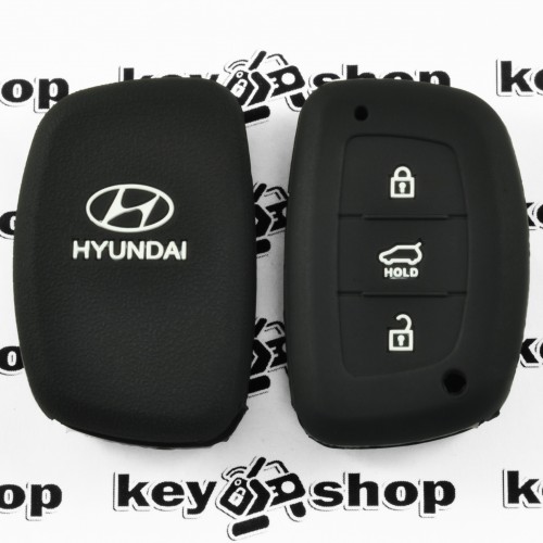 Чехол (черный, силиконовый) для смарт ключа Hyundai (Хундай)  3 кнопки