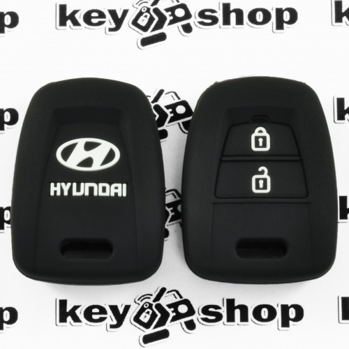 Чехол (черный, силиконовый) для авто ключа Hyundai (Хундай) 2 кнопки