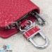 Ключница карманная (красная, "змеиная кожа", на молнии, с карабином, с кольцом), логотип авто Hyundai (Хундай)