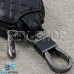 Ключница карманная (кожаная, черная, с тиснением, на молнии, с карабином, с кольцом), логотип авто Hyundai (Хундай)