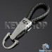 Кожаный плетеный брелок для авто ключей Хундай (Hyundai) с хромированным карабином