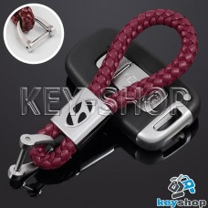 Кожаный плетеный (красный) брелок для авто ключей Хундай (Hyundai)