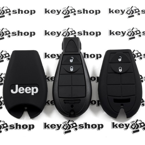 Чехол (черный, силиконовый) для смарт ключа Jeep (Джип) 2 кнопки 