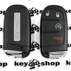   Оригинальный смарт ключ для Jeep (Джип) Renegade, Compass, 2015-2019, 3+1 кнопки, лезвие SIP22, чип 4A (PCF 7953M) (HITAG AES), 433 MHz
