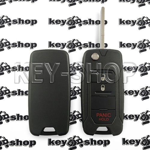Выкидной ключ для Jeep (Джип) 2 + 1 кнопка (panic), лезвие SIP 22, чип 4A (AES), 433 MHz