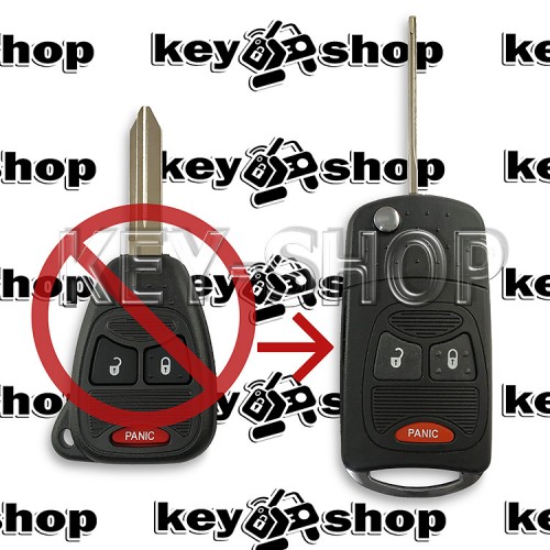 Корпус выкидного ключа для Jeep (Джип) 2 кнопки +1 (panic) под переделку