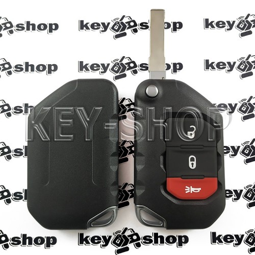 Корпус выкидного ключа для Jeep Wrangler, Gladiator (Джип Вранглер, Гладиатор) 2 + 1 кнопки
