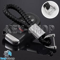 Кожаный плетеный брелок для авто ключей Джип (Jeep)
