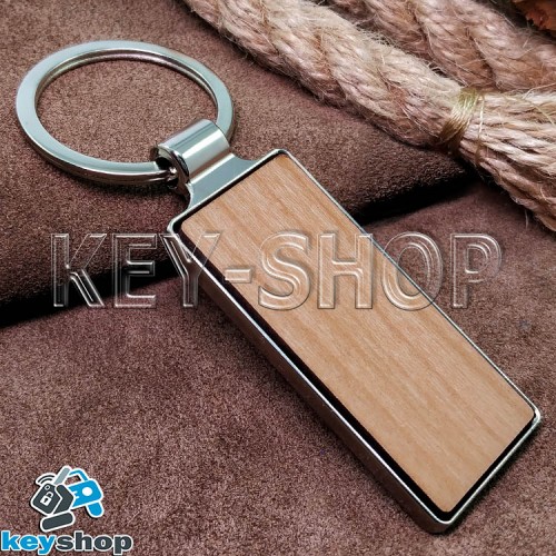 Брелок для лазерной гравировки (дерево, металл), светло-коричневый, с кольцом, 54х24мм