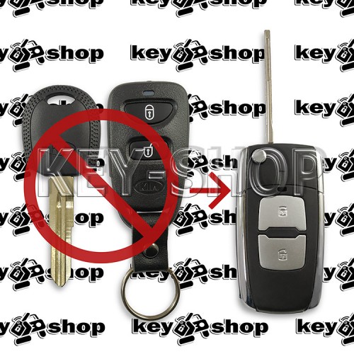 Корпус выкидного автоключа KIA (КИА) 2 кнопки + 1 (panic) (под переделку)