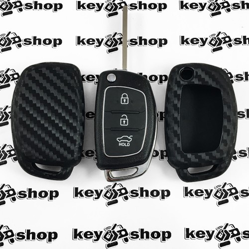 Чехол (силиконовый, под карбон) для выкидного ключа KIA (КИА)