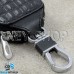 Ключница карманная (кожаная, черная, с тиснением, на молнии, с карабином, с кольцом), логотип авто KIA (KIA)