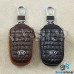 Ключница карманная (кожаная, черная, с тиснением, на молнии, с карабином, с кольцом), логотип авто KIA (KIA)