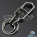 Металлический брелок для авто ключей KIA (КИА) с карабином и кожаной вставкой