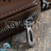 Ключница карманная (кожаная, коричневая, с карабином, на молнии, с кольцом)