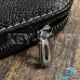 Ключница карманная (кожаная, черная, на молнии, с карабином, с кольцом)