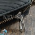 Ключница карманная (кожаная, черная, с тиснением, с карабином, с кольцом)