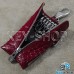 Ключница карманная (кожаная, с тиснением, красная, на молнии, с карабином)