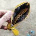 Ключница карманная (кожаная, желтая, на молнии, с  ремешком, с карабином, с кольцом)