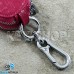 Ключница карманная (кожаная, розовая, с тиснением, на молнии, с карабином, с кольцом)