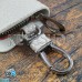Ключница карманная (белая "змеиная кожа", на молнии, с карабином, с кольцом)