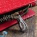 Ключница карманная (красная "змеиная кожа", на молнии, с карабином, с кольцом)