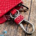 Ключница карманная (красная "змеиная кожа", на молнии, с карабином, с кольцом)