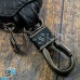 Ключница карманная (кожаная, черная, с тиснением, с карабином, с кольцом)