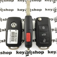 Оригинальный выкидной ключ для Volkswagen (Фольксваген) 3 кнопки 5K0837202AK ID 48/315 MHZ, (keyless)
