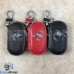 Ключница карманная (кожаная, черный, на молнии, с карабином, с кольцом), логотип авто Subaru (Субару)