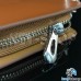 Ключница эксклюзивная карманная (кожаная, светло - коричневая, на молнии, с карабином, с кольцом)